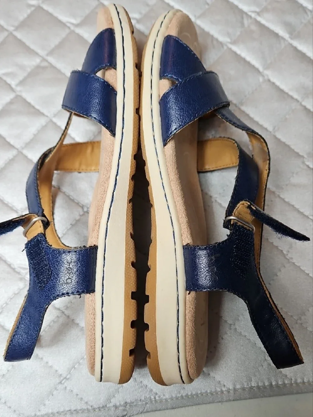 b.o.c. Navy Leather Cross-Strap Sandals